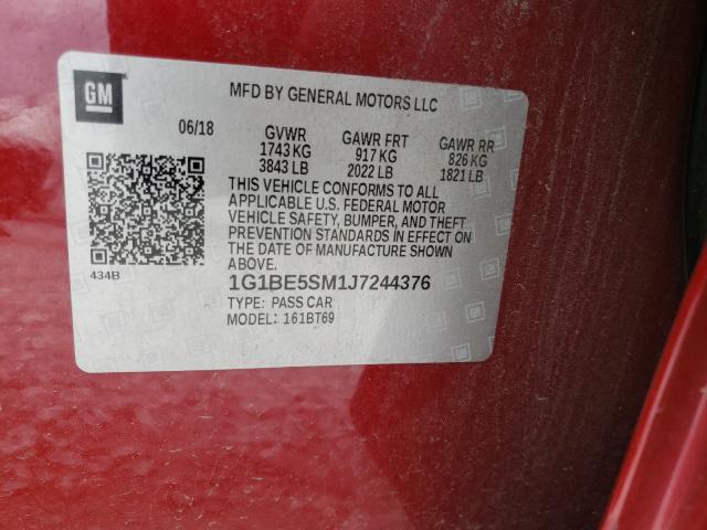 Photo 9 VIN: 1G1BE5SM1J7244376 - CHEVROLET CRUZE LT 