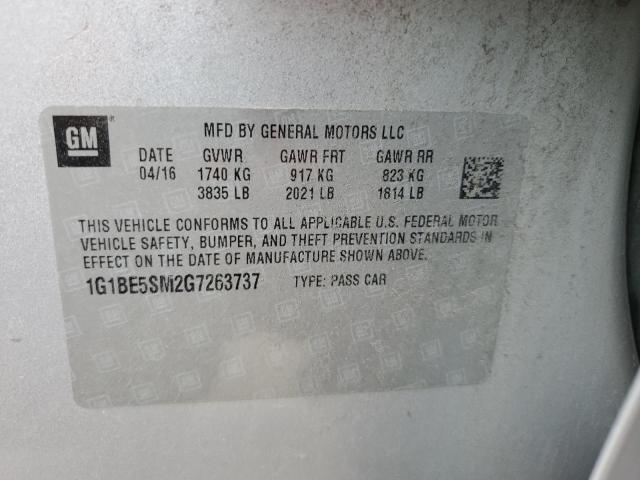 Photo 9 VIN: 1G1BE5SM2G7263737 - CHEVROLET CRUZE LT 