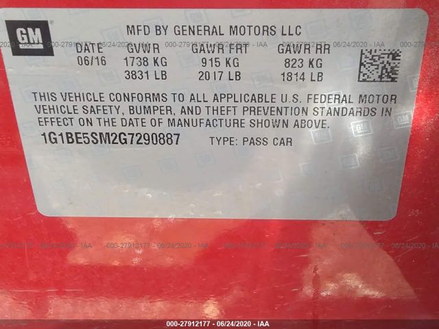 Photo 8 VIN: 1G1BE5SM2G7290887 - CHEVROLET CRUZE 