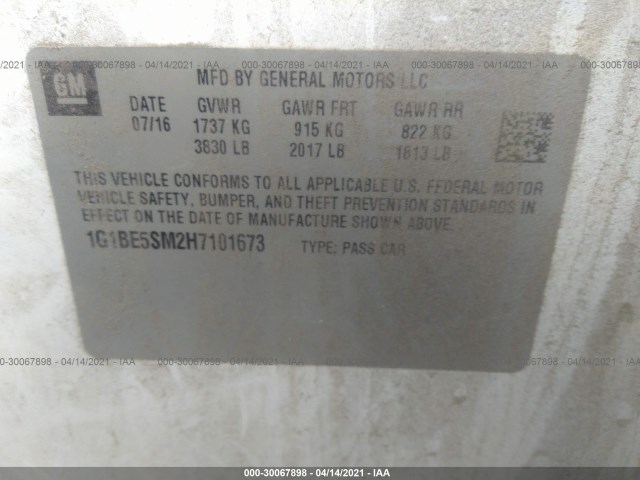 Photo 8 VIN: 1G1BE5SM2H7101673 - CHEVROLET CRUZE 