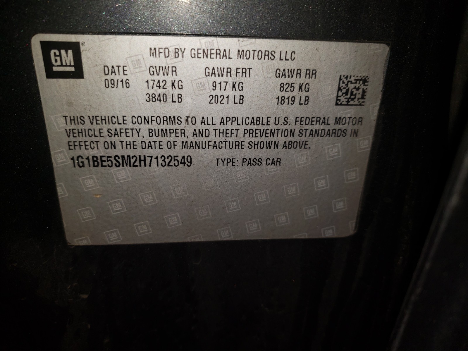 Photo 9 VIN: 1G1BE5SM2H7132549 - CHEVROLET CRUZE LT 