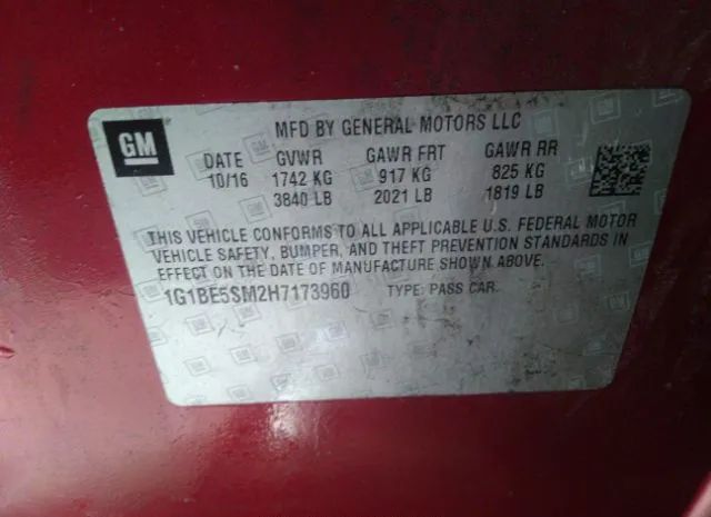 Photo 8 VIN: 1G1BE5SM2H7173960 - CHEVROLET CRUZE 