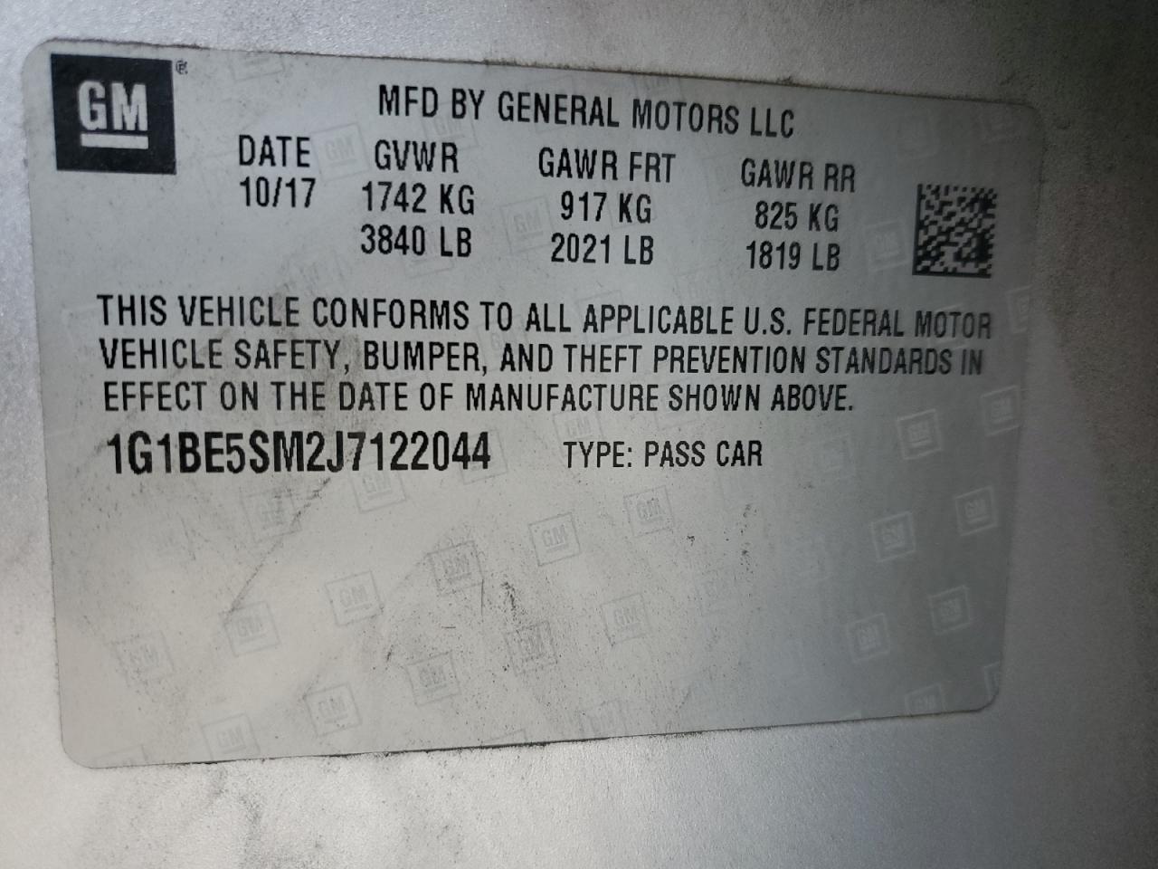 Photo 11 VIN: 1G1BE5SM2J7122044 - CHEVROLET CRUZE 