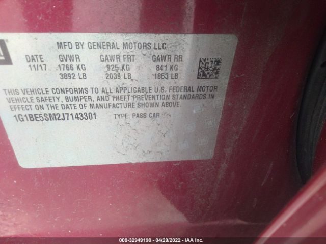 Photo 8 VIN: 1G1BE5SM2J7143301 - CHEVROLET CRUZE 