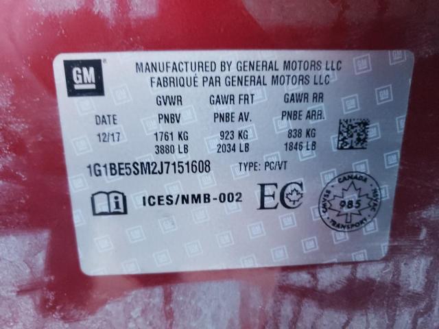 Photo 11 VIN: 1G1BE5SM2J7151608 - CHEVROLET CRUZE 