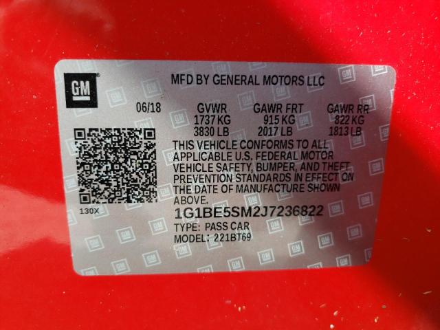 Photo 9 VIN: 1G1BE5SM2J7236822 - CHEVROLET CRUZE LT 