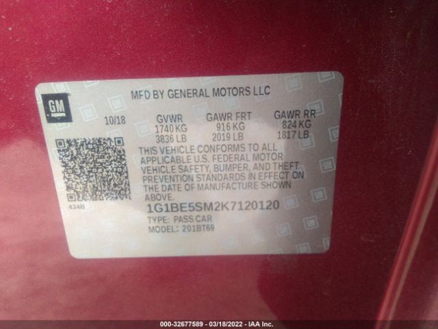 Photo 8 VIN: 1G1BE5SM2K7120120 - CHEVROLET CRUZE 