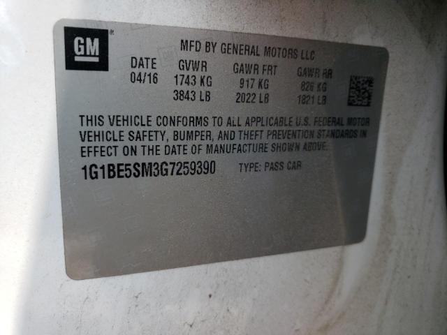 Photo 11 VIN: 1G1BE5SM3G7259390 - CHEVROLET CRUZE LT 