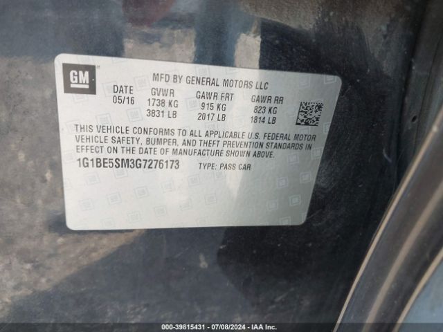 Photo 8 VIN: 1G1BE5SM3G7276173 - CHEVROLET CRUZE 