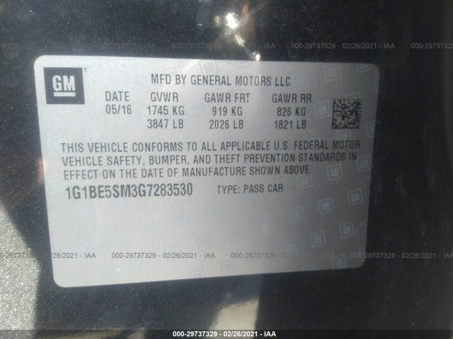 Photo 8 VIN: 1G1BE5SM3G7283530 - CHEVROLET CRUZE 