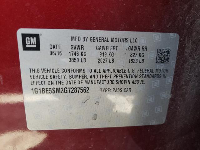 Photo 9 VIN: 1G1BE5SM3G7287562 - CHEVROLET CRUZE LT 