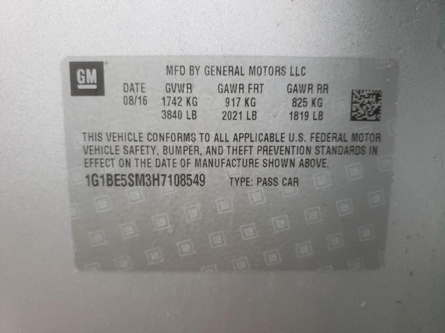 Photo 9 VIN: 1G1BE5SM3H7108549 - CHEVROLET CRUZE LT 