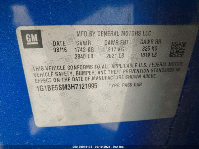 Photo 8 VIN: 1G1BE5SM3H7121995 - CHEVROLET CRUZE 