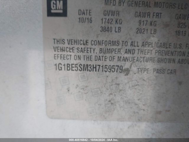 Photo 8 VIN: 1G1BE5SM3H7159579 - CHEVROLET CRUZE 