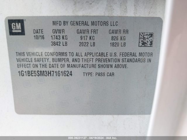 Photo 8 VIN: 1G1BE5SM3H7161624 - CHEVROLET CRUZE 