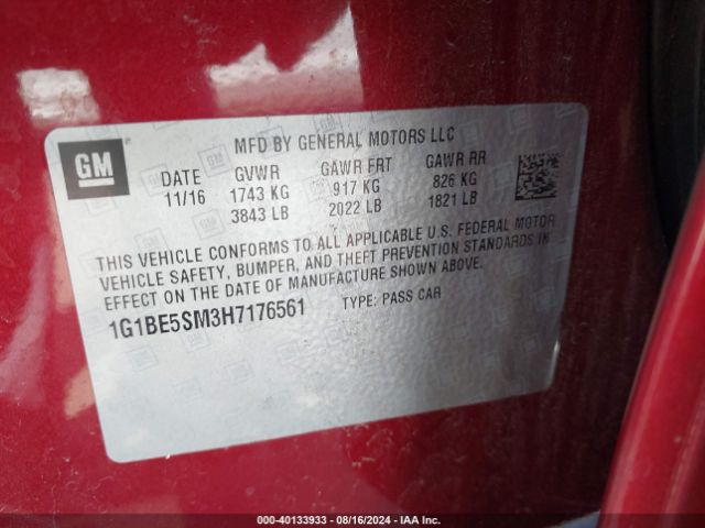 Photo 8 VIN: 1G1BE5SM3H7176561 - CHEVROLET CRUZE 