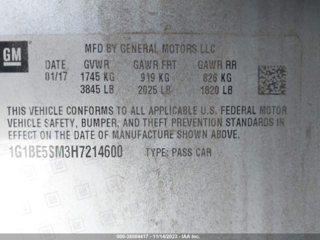 Photo 8 VIN: 1G1BE5SM3H7214600 - CHEVROLET CRUZE 