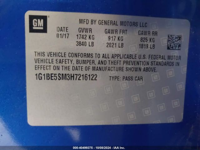 Photo 8 VIN: 1G1BE5SM3H7216122 - CHEVROLET CRUZE 