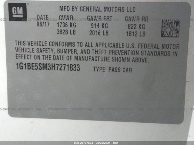 Photo 8 VIN: 1G1BE5SM3H7271833 - CHEVROLET CRUZE 