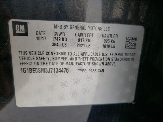 Photo 9 VIN: 1G1BE5SM3J7134476 - CHEVROLET CRUZE LT 