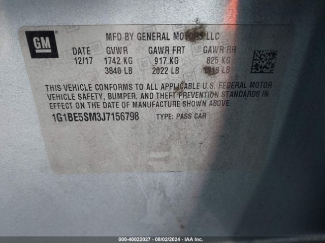 Photo 8 VIN: 1G1BE5SM3J7156798 - CHEVROLET CRUZE 