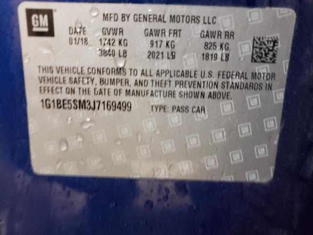 Photo 9 VIN: 1G1BE5SM3J7169499 - CHEVROLET CRUZE LT 