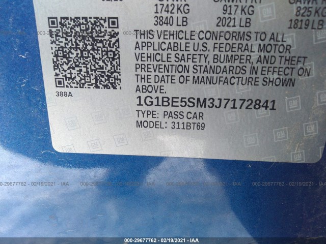 Photo 8 VIN: 1G1BE5SM3J7172841 - CHEVROLET CRUZE 