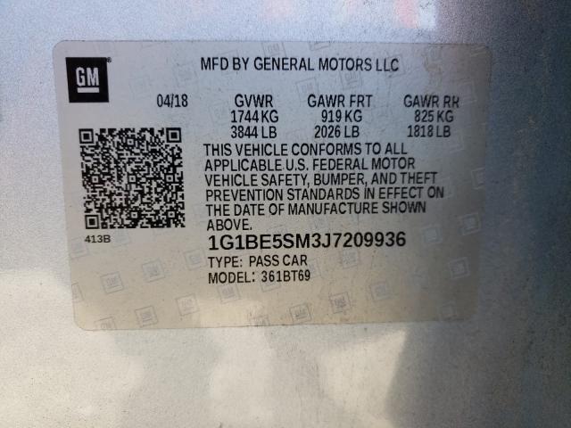 Photo 9 VIN: 1G1BE5SM3J7209936 - CHEVROLET CRUZE LT 