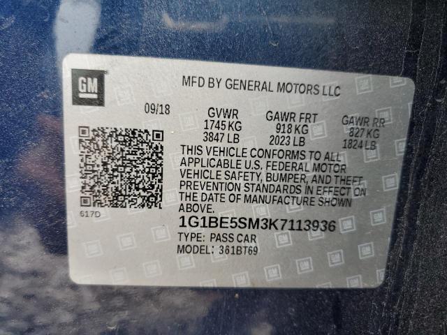 Photo 11 VIN: 1G1BE5SM3K7113936 - CHEVROLET CRUZE LT 