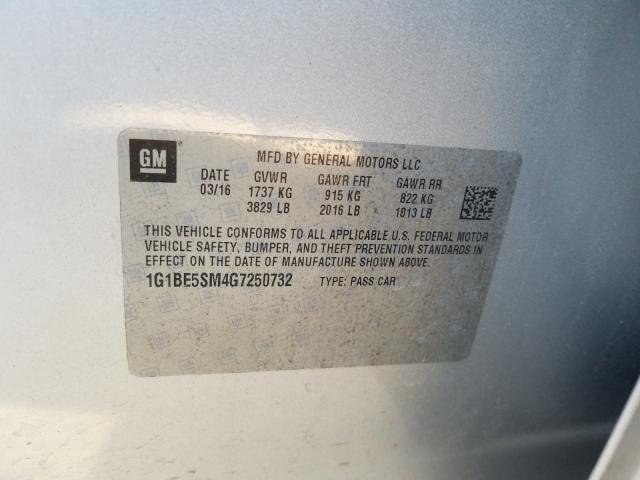 Photo 9 VIN: 1G1BE5SM4G7250732 - CHEVROLET CRUZE LT 