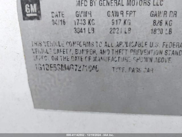 Photo 8 VIN: 1G1BE5SM4G7271046 - CHEVROLET CRUZE 