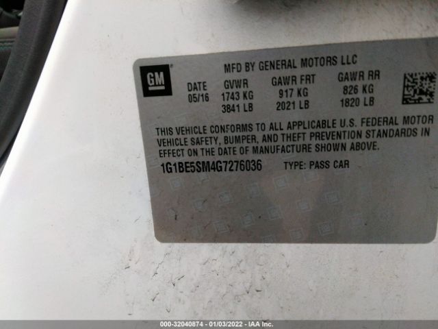 Photo 8 VIN: 1G1BE5SM4G7276036 - CHEVROLET CRUZE 