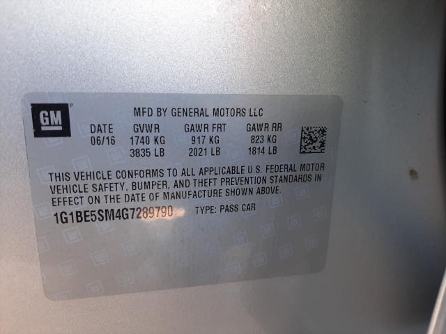 Photo 9 VIN: 1G1BE5SM4G7289790 - CHEVROLET CRUZE LT 