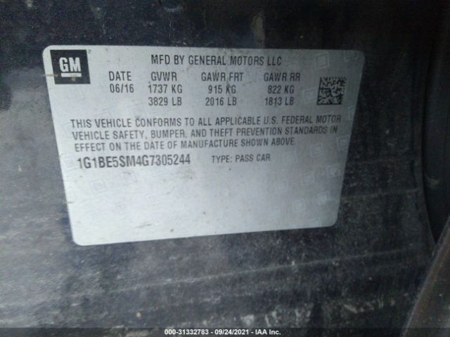 Photo 8 VIN: 1G1BE5SM4G7305244 - CHEVROLET CRUZE 