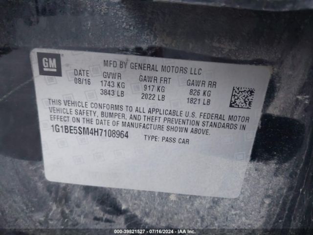 Photo 8 VIN: 1G1BE5SM4H7108964 - CHEVROLET CRUZE 