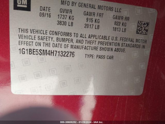 Photo 8 VIN: 1G1BE5SM4H7132276 - CHEVROLET CRUZE 