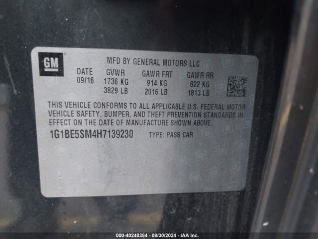 Photo 8 VIN: 1G1BE5SM4H7139230 - CHEVROLET CRUZE 