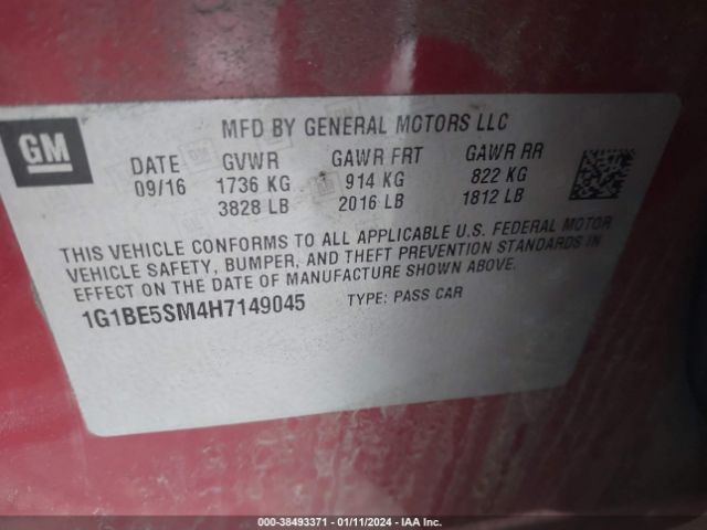 Photo 8 VIN: 1G1BE5SM4H7149045 - CHEVROLET CRUZE 