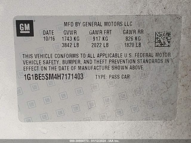 Photo 8 VIN: 1G1BE5SM4H7171403 - CHEVROLET CRUZE 