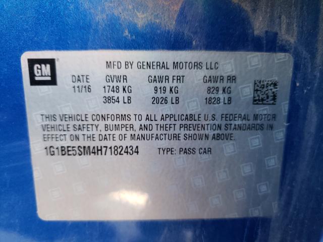 Photo 9 VIN: 1G1BE5SM4H7182434 - CHEVROLET CRUZE LT 