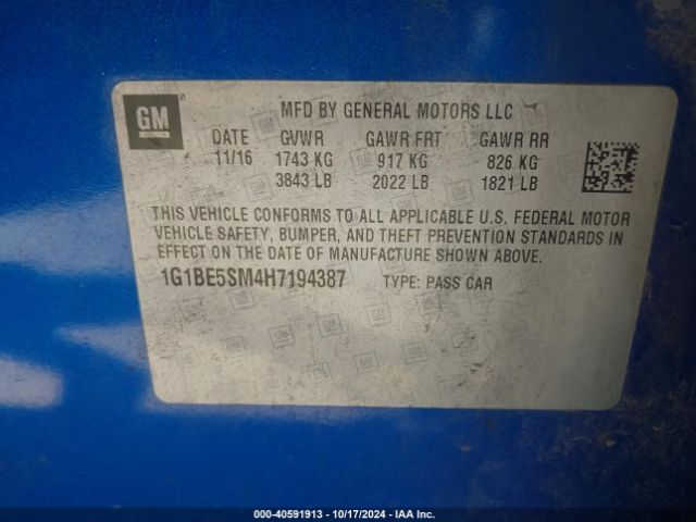 Photo 8 VIN: 1G1BE5SM4H7194387 - CHEVROLET CRUZE 