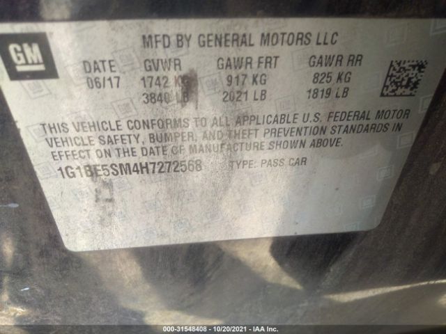 Photo 8 VIN: 1G1BE5SM4H7272568 - CHEVROLET CRUZE 