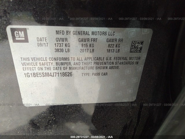 Photo 8 VIN: 1G1BE5SM4J7118626 - CHEVROLET CRUZE 