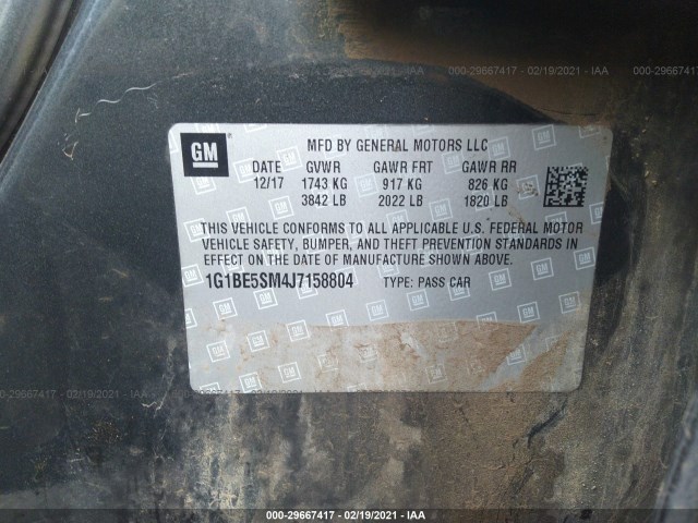 Photo 8 VIN: 1G1BE5SM4J7158804 - CHEVROLET CRUZE 