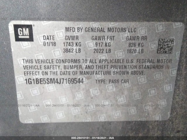 Photo 8 VIN: 1G1BE5SM4J7169544 - CHEVROLET CRUZE 