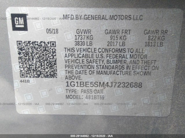 Photo 8 VIN: 1G1BE5SM4J7232688 - CHEVROLET CRUZE 