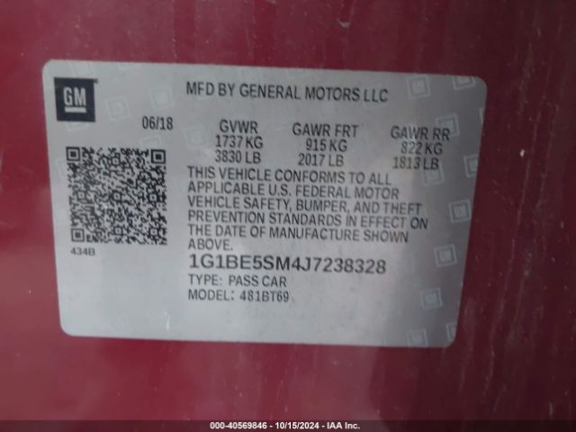 Photo 8 VIN: 1G1BE5SM4J7238328 - CHEVROLET CRUZE 