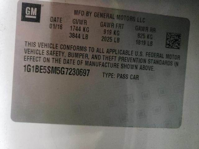 Photo 9 VIN: 1G1BE5SM5G7230697 - CHEVROLET CRUZE LT 