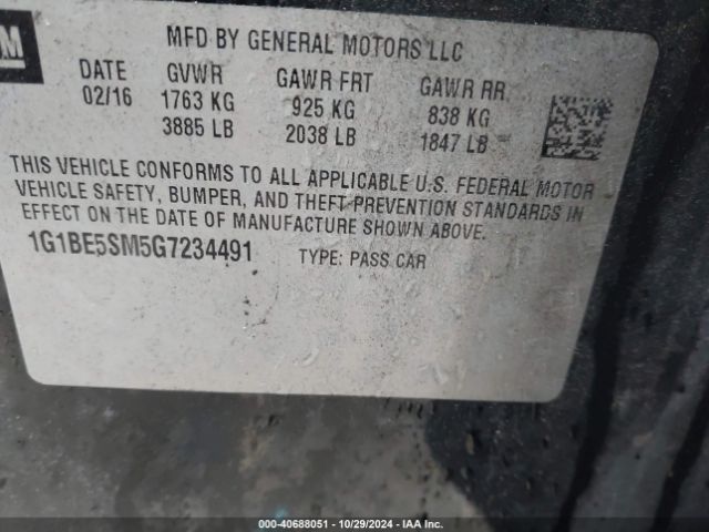 Photo 8 VIN: 1G1BE5SM5G7234491 - CHEVROLET CRUZE 