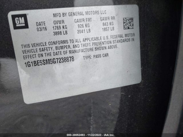 Photo 8 VIN: 1G1BE5SM5G7238878 - CHEVROLET CRUZE 